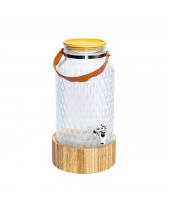 Dispensador vidrio con base bambú