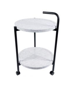 Mesa melamina redonda con ruedas 2 estantes surtido