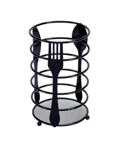 Organizador metálico para cubiertos negro