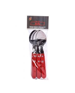 Cuchara acero 6und rojo y plateado