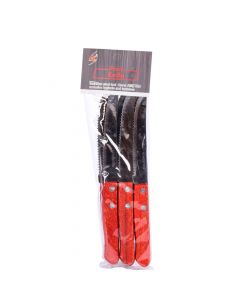 Cuchillo acero 6und rojo y plateado