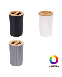 Recipiente plástico tapa madera