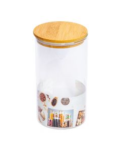 Recipiente vidrio con tapa bambú