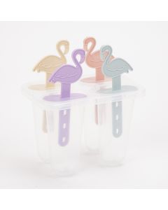 Molde para helado liso y paleta flamingo 4und surtido