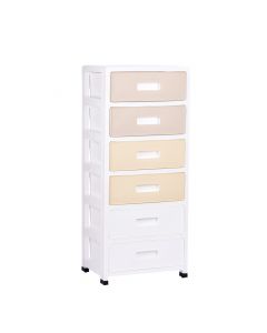 Gavetero liso 6 compartimientos blanco y beige