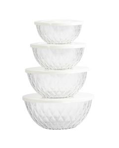 Tupper almacenamiento con tapa y relieve rombos 4pzas
