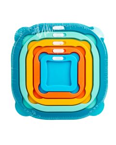 Recipiente plastico cuadrado liso con tapa 5und multicolor surtido