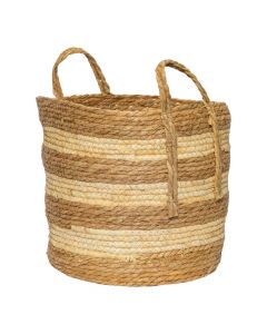 Cesta fibra marrón decorativa