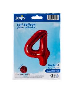 Globo metálico número 4 rojo