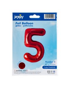 Globo metálico número 5 rojo