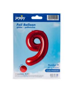 Globo metálico número 9 rojo