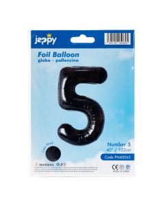 Globo metálico número 5 negro