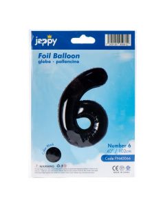Globo metálico número 6 negro
