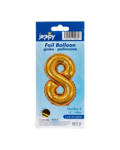 Globo metálico número 8 dorado
