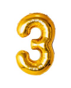 Globo metálico número 3 dorado
