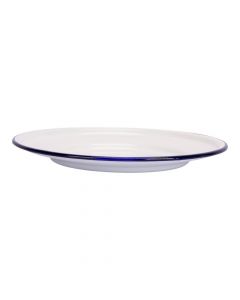 Plato loza plano liso 18cm blanco y azul