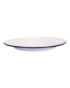 Plato loza plano liso 22cm blanco y azul