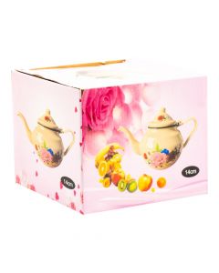 Tetera metálica estampada beige