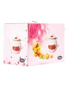 Tetera metálica estampado rosas