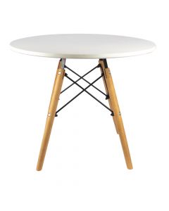 Mesa madera blanco beige y negro