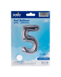 Globo metálico número 5 plateado