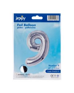 Globo metálico plateado 9 plateado