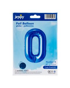 Globo metálico azul número 0 azul