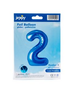 Globo metálico número 2 azul
