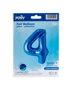 Globo metálico azul número 4 azul