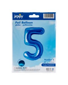 Globo metálico número 5 azul