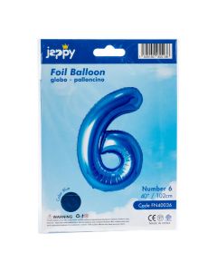 Globo metálico número 6 azul