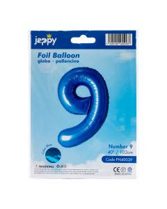 Globo metálico número 9 azul