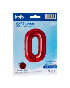 Globo metálico número 0 rojo