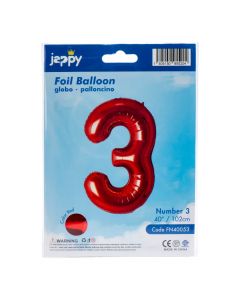 Globo metálico número 3 rojo