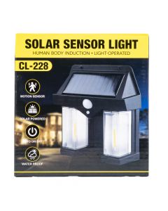 Lámpara solar con sensor movimiento negro