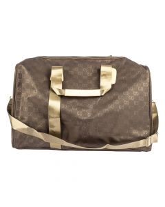 Bolso tela con estampado verde beige