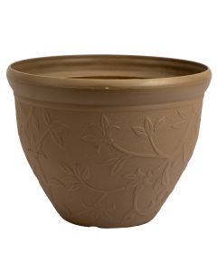 Maceta lisa relieve flores