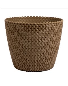 Maceta redonda con relieve marron