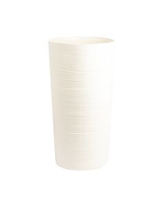 Maceta redonda con relieve rayas blanco