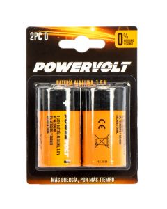 Batería alkaline 2pzas D 1.5v