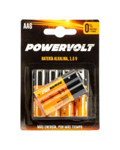 Batería alkalina powervolt AA 6und