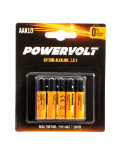 Batería powervolt alkalina AAA 1.5v 10und