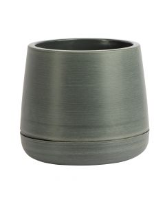 Maceta redonda con textura rayas gris