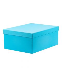 Caja rectangular celeste con tapa