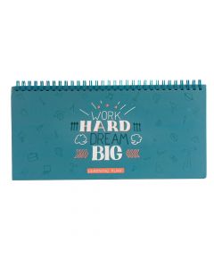 Libreta espiral lisa estampado work hard dream big turquesa