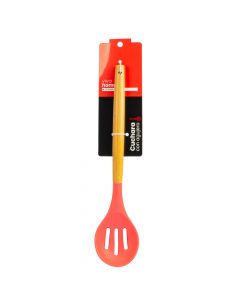 Cuchara silicón mango madera liso 30cm 