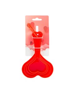Cuchara plástica forma corazón 4pzas rojo