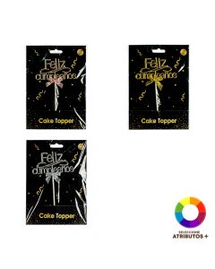 Topper plástico feliz cumpleaños