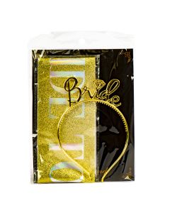 Diadema y cinta Bride To Be dorado