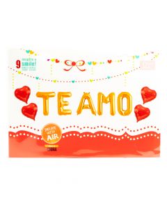 Globo decorativo te amo con corazones 9pzas